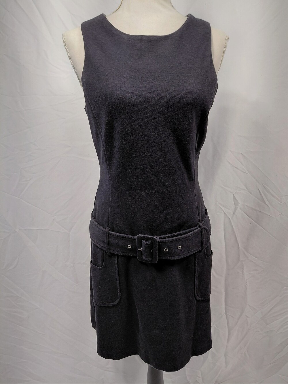 Willi Smith Black Belted Sheath Dress